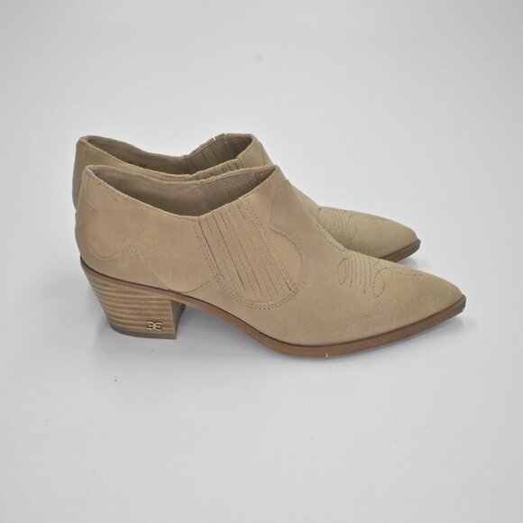 SAM EDELMAN Booties Womens Size 6.5 Roy Cowboy Boots Western Tan Ankle Rodeo - Picture 4 of 10